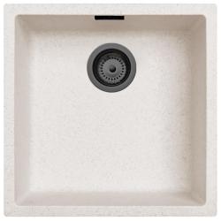 Lavabo Ausmann Fibre in sabbia bianca 40x40cm da incasso, sopraelevato e a filo con tappo automatico in metallo color canna di fucile 1208971929