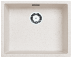 Ausmann Fibre lavello in sabbia bianca 50x40cm da incasso, sopra il piano e installazione a filo con tappo automatico in acciaio inossidabile 1208971930
