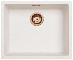 Lavello Ausmann Fibre sabbia bianco 50x40cm da incasso, sopraelevato e a filo con tappo automatico in rame 1208971932