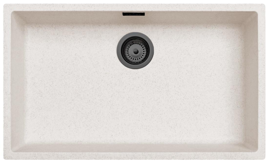 Ausmann Fibre sabbia bianca grande lavabo sottotop 70x40cm, sopratop e filotop con tappo automatico in metallo canna di fucile 1208971939