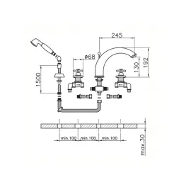 Rubinetto per il bagno Huber Croisette a 4 fori, cromato CS00026021