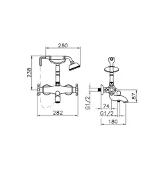 Huber Victorian Rubinetto termostatico per vasca con kit doccia Cromato VTT3301021